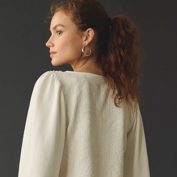 Anthropologie Sequin Tie-Front Top XL - Picture 7 of 9